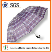 Billige 2 Falten Regenschirm mit krummen Griff
